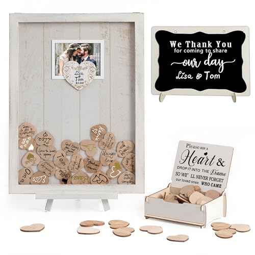 Y&K Homish Wedding Guest Book Alternative Rustic wedding decorations for reception wedding signs Antique White