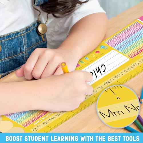 BEAWART 30 Pack Student Desk Name Plates with Alphabet & Learning Charts