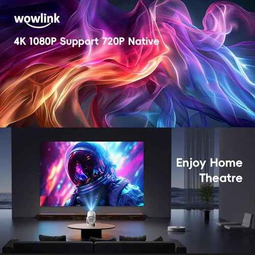 [Built-in Apps & 2025 Upgraded] Mini Projector with WiFi 6 and Bluetooth 5.4 Support 4K 1080P Auto Keystone 180¡Æ Rotatable Projector Portable Compatibile with HDMI/TV Stick/Memory Stick/Laptop, White