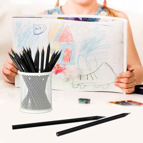 Teling 200 Pcs Rainbow Pencils for Kids, 7 in 1 Black Wooden Rainbow Multicolor Pencils Bulk School Classroom Art Supplies for Kids Adults Coloring Sketching Drawing
