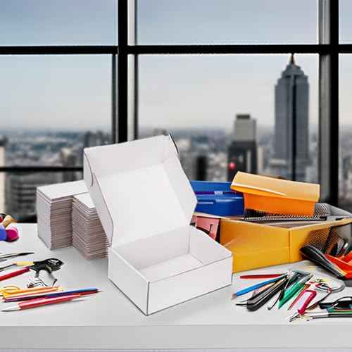Small Shipping Boxes 8x6x3 Inch (25 Pack) - Sturdy White Corrugated Cardboard Boxes for Small Business, Ecommerce, Mailing & Packaging | Recyclable Gift & Storage Boxes