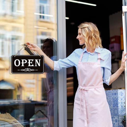 Open Closed Signs for Business, 12x6.7 Waterproof Double Sided Come In or Closed Hanging Sign, Business Open and Closed Hours Flip Sign for Stores Restaurants Bars Shops Door Window