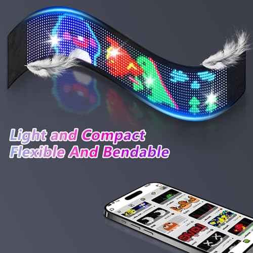 LED Sign, 23"x5" Programmable LED Sign with Bluetooth APP Control - Huge Bright Scrolling Text/Animations for Car, Store, Christmas Advertising (Pre-Made & Custom Modes)