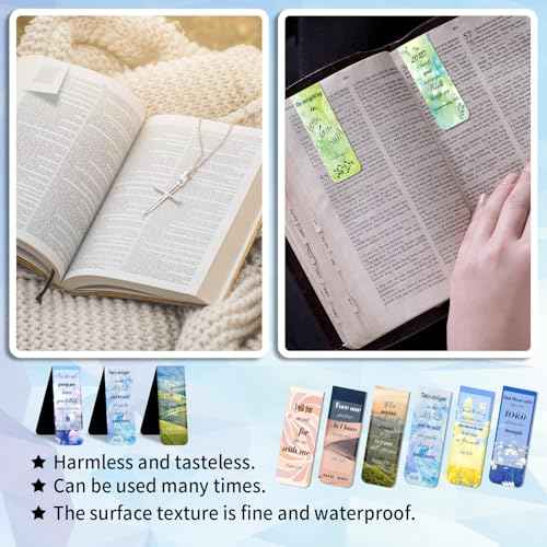 48 Piece Bible Verse Magnetic Bookmarks - Christian Scripture Inspirational Book Marks with Boxes - Religious Motivational Book Marker Prayer Page Clips for Women & Men Reading Gifts