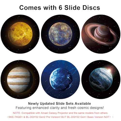 Galaxy Projector Disc ? Ultra HD Projector Slide, Compatible with Ainael Galaxy Projectors and Model SKE-TKQ01 & BL-DQY02 Projectors ? 6 Disc Set (Solar System)