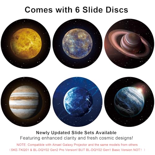Ainael Solar System Galaxy Projector Disc Set - 5K Ultra HD Slides for Home Planetarium