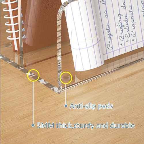 Acrylic File Holder 4 Compartment, Clear Desk File Organizer, Acrylic Organizer for Books, Phone, Ipad, Envelope, Notebook, Calculator