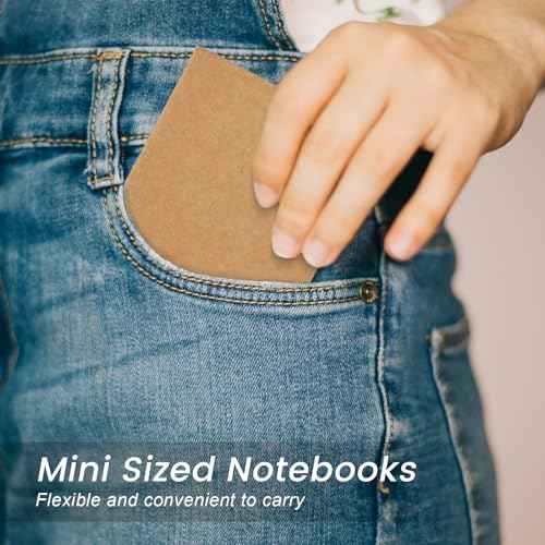 Oucaru 32PCS Mini Notebooks Bulk, 3.5" x 5.5", Brown, 60 Pages Lined Paper Small Pocket Notebook Set, Mini Journal Memo Notepads for Kids, Students, Traveler, School Office Supplies