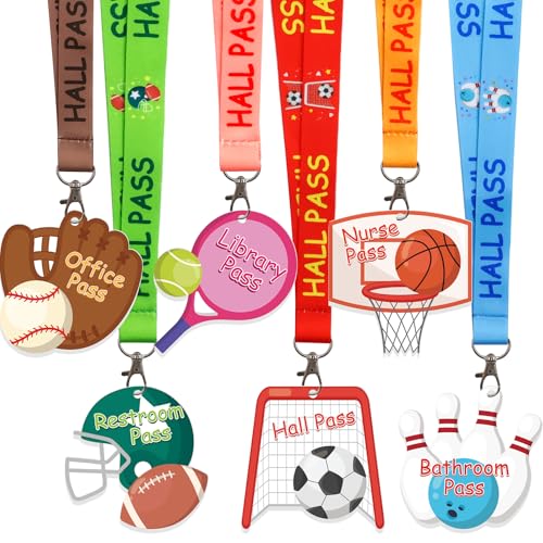 Classroom Hall Passes Set with Lanyards - Waterproof Acrylic Student Passes