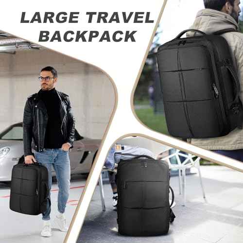 TOTWO Travel Backpack, Extra Large 55L Carry On Backpack Flight Approved with USB Charging Port, Expandable Waterproof Business Luggage Casual Bag Fits 18.4 Inch Laptops, Travel Gifts for Men Women