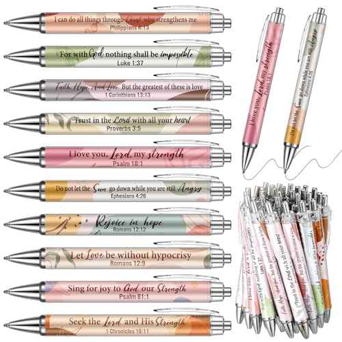 Ctosree 100 Count Bible Verse Ballpoint Pens Bulk Novelty Boho Scripture Christian Gift for Women Scripture Ballpoint Retractable Black Ink Pens Religious Gift for Vbs School Office Church Supplies