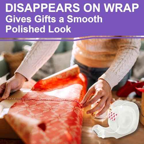 PALOKA Gift-Wrap, Clear Tape, for Wrapping Paper, Home Office and Back to School Supplies for College and Classrooms, Glossy Finish,3/4 in x 650 in, Dispensered, 6 Packs