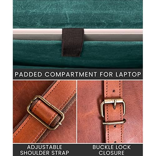 RUSTIC TOWN Leather Messenger Bag for Men Women - Full Grain Leather Laptop Satchel Office Shoulder Bag