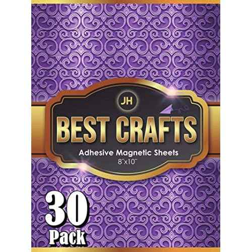 Adhesive Magnetic Sheets | Flexible Magnet with Adhesive Backing | 8 x 10 Inch Magnets for Crafts and Pictures | Cut to Any Size | Pack of 30