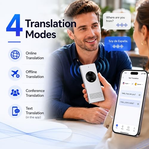 Enence PRO Language Translator Device with Real-Time Voice Translation, Supports 60+ Languages