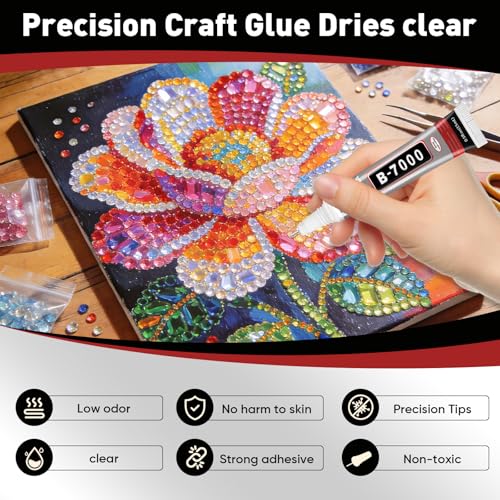20 Pack Clear B7000 Rhinestone Glue with Precision Tip for Jewelry Nails Crafts
