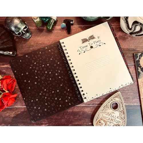 ConQuest Journals Waiting for the Night 2026 Spiral Dated Weekly Planner, Gothic Witchy Tarot Card-Inspired Design, Wrapped Book Board Cover, 4 Sticker Pages, Pocket, Elastic Strap, Bookmark, 7" x 9"