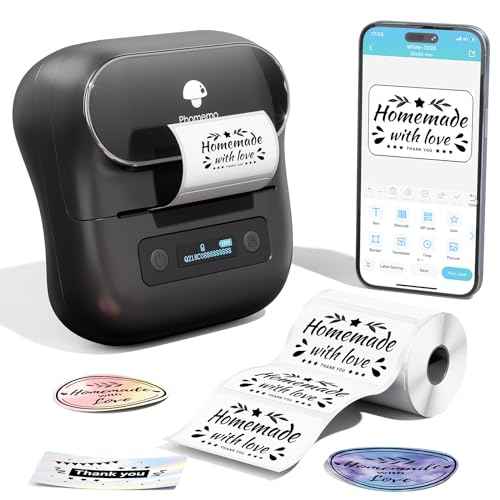 Phomemo Label Maker,M220 Label Printer,3 Inch Bluetooth Thermal Label Maker Machine with 6000+ Icons,700+ Templates,400+ Fonts,for Kids School Items,Small Business,Large Sticker