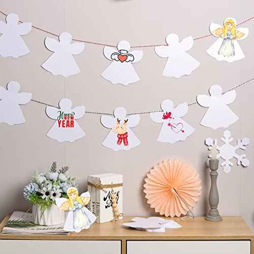 72 Pcs Angel Cutouts - White Paper Angel Shapes for Christmas Winter Celebration Decor, 5.1x6