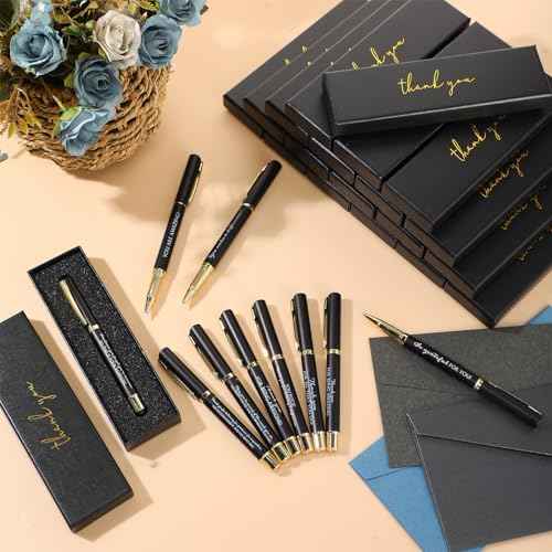 PerKoop 30 Set Thank You Pen Employee Appreciation Ballpoint Pen with Engraved Inspirational Quotes with Box for Thanksgiving Medical Assistants Teacher Student Office Black Ink(Black,Mixed)