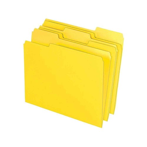 Staples 508903 File Folders W/ Reinforced Tabs Letter 3 Tab Yellow 100/Box