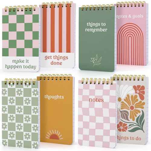 ZICOTO Aesthetic Pocket Notebooks Set Of 8 - Small 3x5 Spiral Notepads With Lined Pages For Women - The Perfect Little Mini Pads to Stay Organized and Boost Productivity at Work or School
