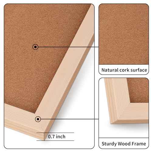 24x36 Inch Cork Bulletin Board for Wall with Natural Wood Frame | Large Pin Board for Office & Home | Includes 20 Push Pins & Mounting Hardware