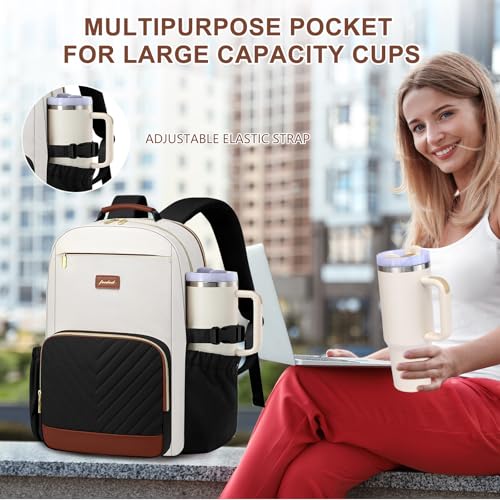 Laptop Backpack for Women Bookbag: 15.6 inch Work School Backpacks with Pouch Pocket for Large Capacity Cup & USB Charger College Book Bag Travel Business Nurse Teacher Bookbags Anti-theft Back Pack