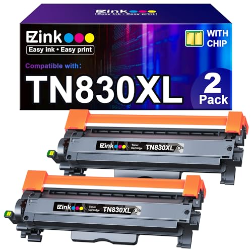 E-Z Ink Compatible TN830 Toner Cartridge Replacement for Brother TN830XL TN830 TN 830 Toner Cartridges with Brother DCP-L2640DW HL-L2460DW HL-L2480DW HL-L2400D HL-L2405W MFC-L2820DW Printer (2 Black)