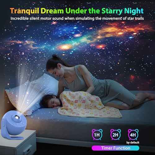 Galaxy Projector for Bedroom Pro Version, Upgraded Film Disc Star Projector for Kid 12 in 1 Planetarium Projector HD Image Adjustable Knob 360¡Æ Rotating 1/2h Timer Simple 4-Button Control