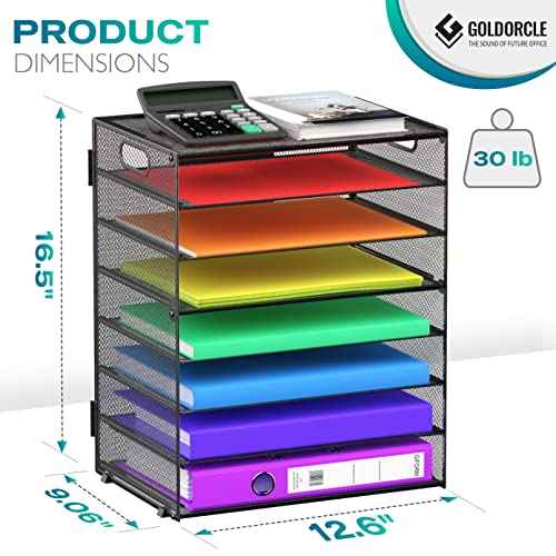 8 Tier Paper Letter Tray Organizer with Handles, Mesh Desk File Holder Storage Organization for Office School Desktop