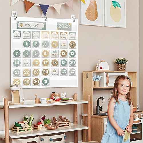 EAMAY Classroom Monthly Calendar Pocket Chart for 2.75 * 2.75 Cards,Homeschool Supplies and Classroom Must Haves! Only Chart(White)