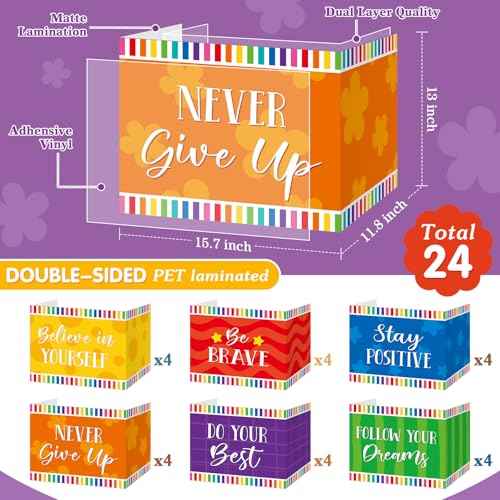 24 Pcs Inspirational Privacy Folders Bulk for Students Cardboard Privacy Boards Desk Divider Panel Waterproof Testing Divider for Classroom Teacher Back to School Study Supplies (Colorful)
