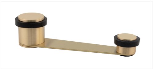EVI Herrajes | Door Swivel Retainer Stop | Useful Hole 70 mm Thick | Black Rubber | Matte Finish Brass | Adhesive Fixing or with Screw+Dowel | Mod. I-152DUALLMT