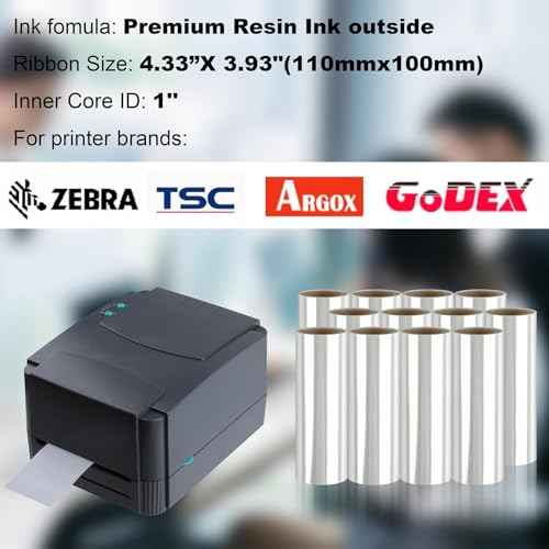 4.33'' x 328' UV Invisible Thermal Transfer Ribbon, Gcore Fluorescent Anti Theft Invisible Marking Ribbon, 1'' Core, Compatible with Zebra TSC GoDEX Argox, 1 Roll, Invisible Shifting to Blue