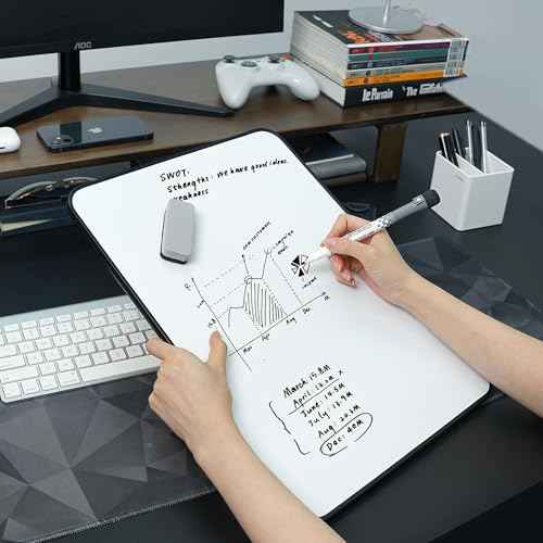 Double Sided Weekly Dry Erase Board with Stand 16"x12", to-do List White Board Calendar Dry Erase, Desktop Whiteboard Calendar, Schedule Board, Message Board, Menu Board for Home Office