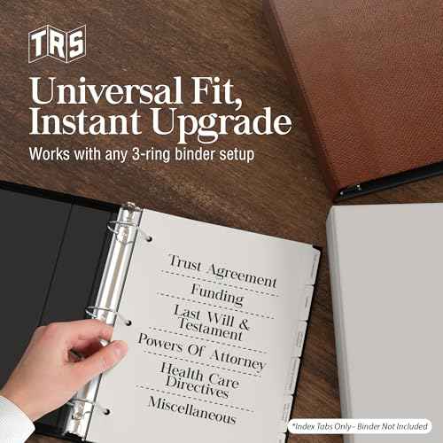 Estate Planning Binder Dividers with Tabs - Pre-Labeled, Laminated Dividers for 3 Ring Binder Dividers with Tabs | Organize Wills, Trusts, Legal, and Financial Documents | 10 Sets x 6 Tab Dividers