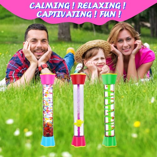 Cucue Motion Bubbler Tube - Sensory Fidget Toy with Glitter Bottle, Spiral & Bubble Drop Designs