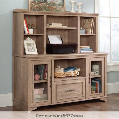 Sauder Rollingwood 54" Hutch in Brushed Oak for Credenza or Writing Desk