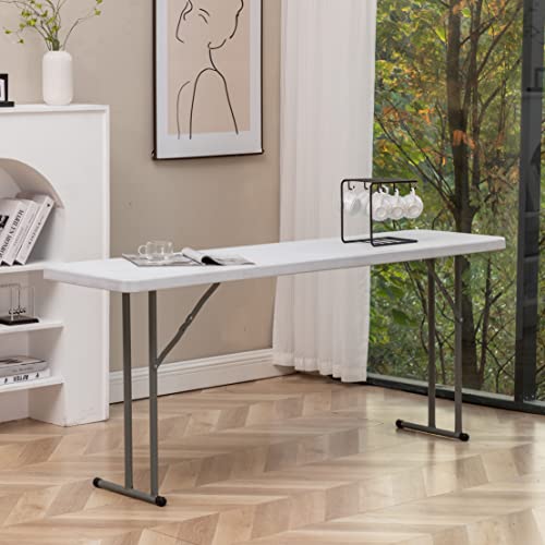 6-Foot - 72" Long White Granite Plastic Folding Seminar Training