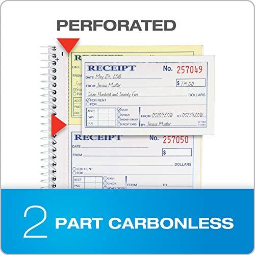 Adams Small Rent & Receipt Book - 2-Part Carbonless, Spiral Bound, 200 Sets, 5-1/4" x 11"