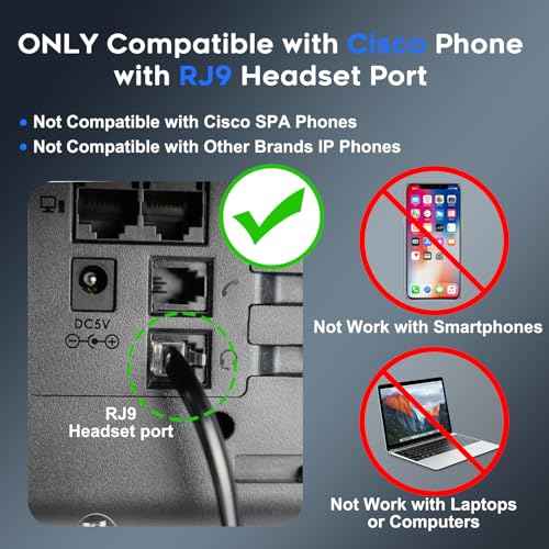 MKJ Telephone Headset with Microphone Noise Canceling, Dual Ear Call Center Headphone Compatible with Cisco Phone 7821 7841 7941G 7942G 7945G 7960G 7975G 8841 8865 9975