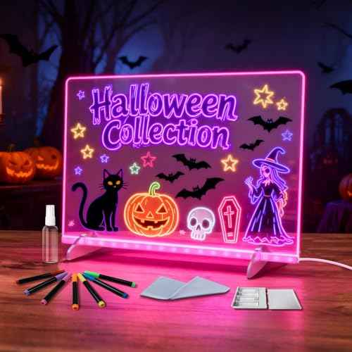Led Drawing, 6 Modes & 13.7"X10" Light up Note for Kids with 8 Color pens, Gifts for Kids for Halloween Christmas Birthday Gifts Presents