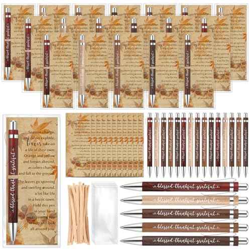 Epakh 50 Sets Thanksgiving Gifts Bulk, Fall Pens with Greeting Cards, Fall Party Favors for Adults, Friendsgiving Party Favors, Thanksgiving Gifts for Coworker, Teacher, Employee, Office Supplies