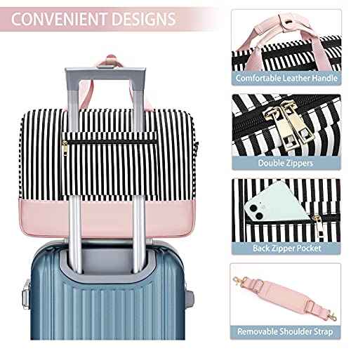 Laptop Bag for Women Computer Bags 15.6 Inch Laptop Case,Water Resistant Canvas Women Briefcase for Work,Business,Travel (Pink)
