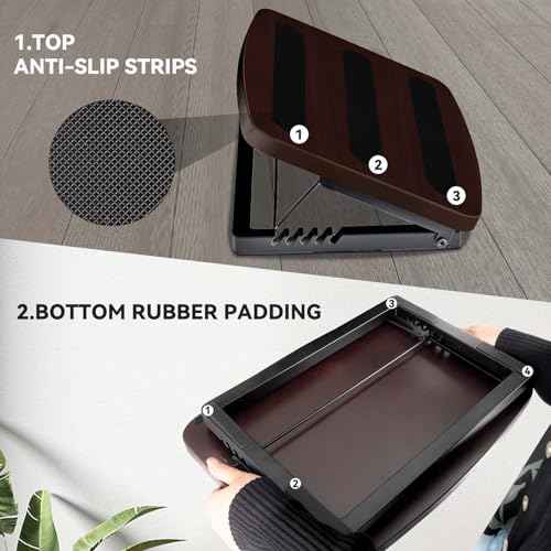 Adjustable Foot Rest for Under Desk at Work,Ergonomic Foot Stool Under Desk for Office with 6 Angles,Wooden Footrest Suitable for Home,Office