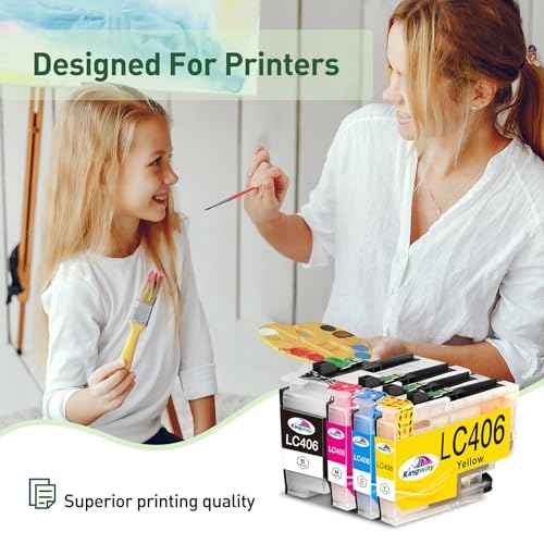 KINGWAY LC406XL LC406 Ink Cartridges for Brother Printer Replacement for Brother LC406 Ink Cartridges for MFC-J4335DW MFC-J4535DW MFC-J5855DW MFC-J6555DW MFC-J6955DW MFC-J4345DW HL-JF1 Printer