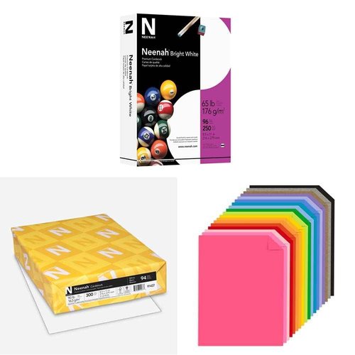 Neenah Premium Cardstock, 8.5" x 11", Bright White & Cardstock, 8.5" x 11", 90 lb/163 gsm, White, 300 Sheets & Creative Collection Classics Specialty Cardstock Starter Kit, 8.5 X 11 Inches, 72 Count