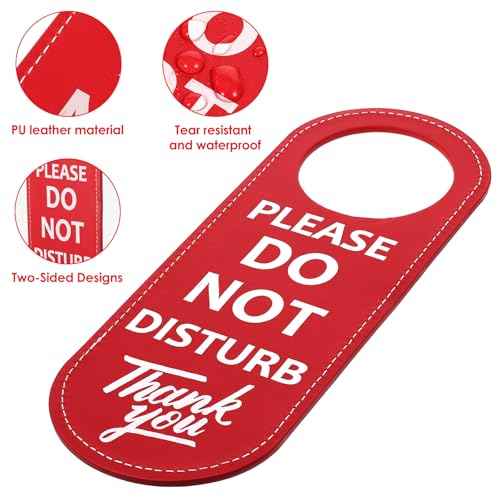 PU Leather Double Sided Please Do Not Disturb Sign, Do Not Disturb Door Hanger Sign, Door Knob Privacy Signs for Office Clinic Dorm Online Class Video and Meeting Session, 1 Pack