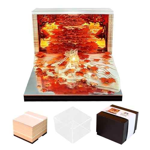 MACTANO 3D Art Calendar Memo Pad 2026, Creative Time Piece Calendar New Maple Tree Rip Away Paper Carving Sticky DIY Note